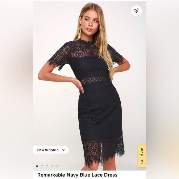 Lulus navy blue lacy dress - Picture 1 of 8